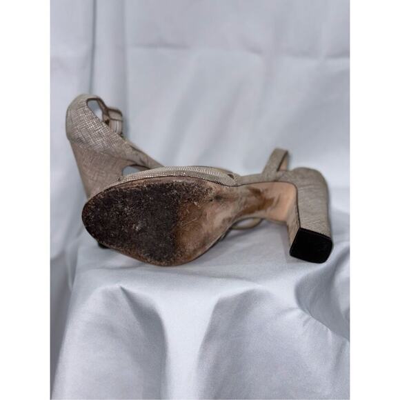 Jimmy Choo neutral textured block strappy heels | Sz 39 - Picture 4 of 6